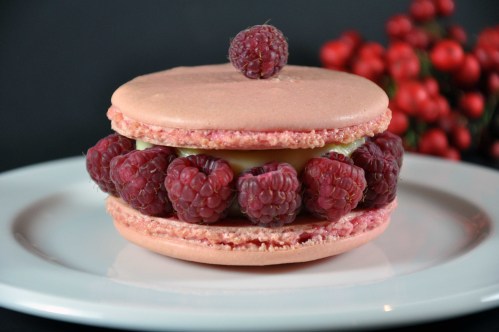 Rose, lychee and raspberry flavoured macaron