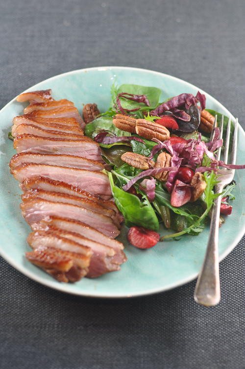Duck Salad - with candied pecans, cherries and mixed greens